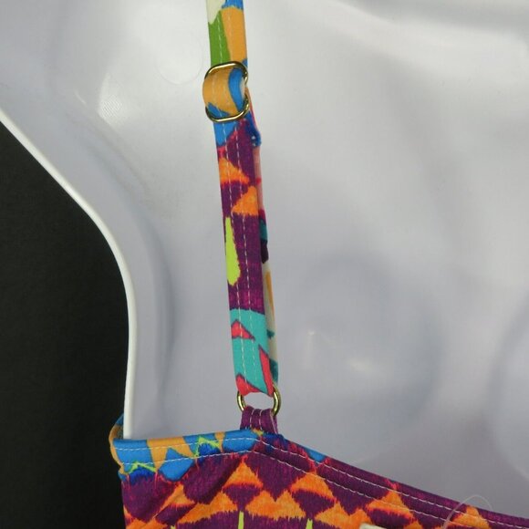 2 Bamboo One Piece Swimsuit Ladies 10 Bright Adjustible Straps Soft Cup Plunge - Picture 5 of 12